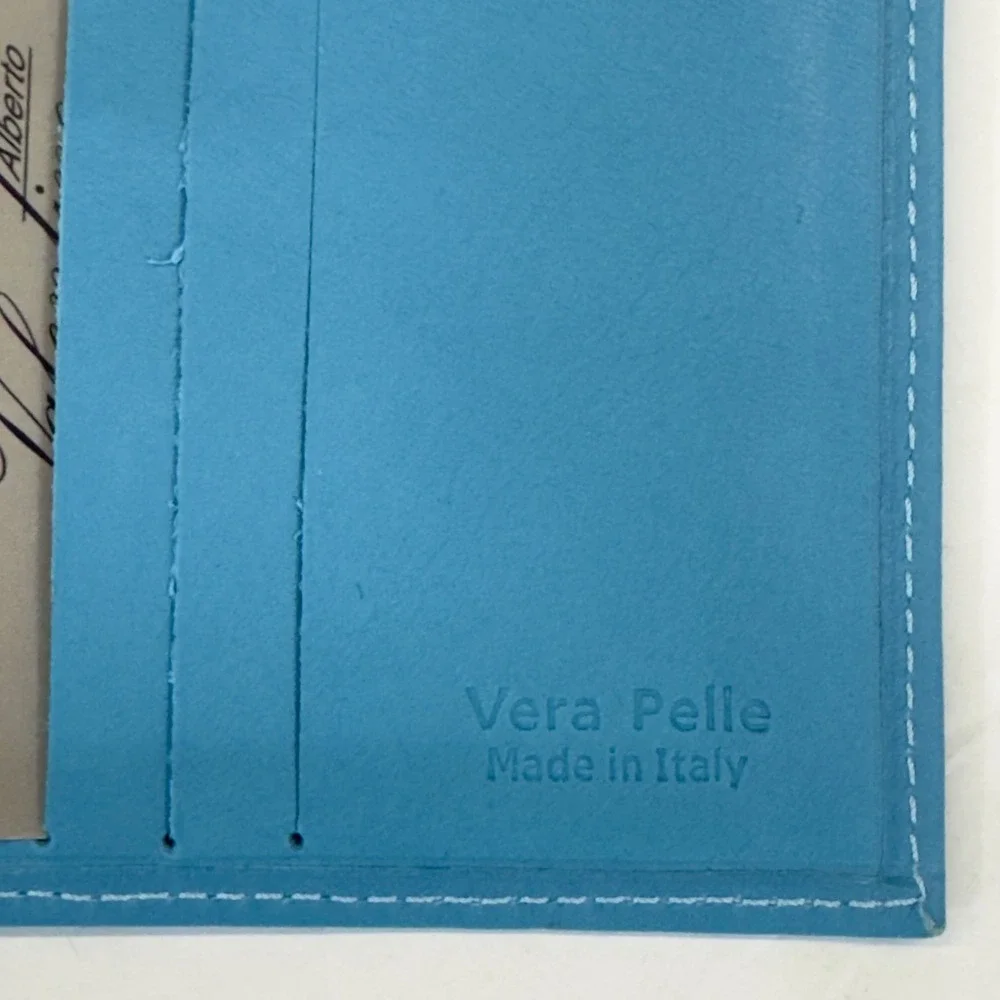 Alberto Valentino Italian Genuine‎ Leather Teal Bifold Wallet Vera Pelle NWT